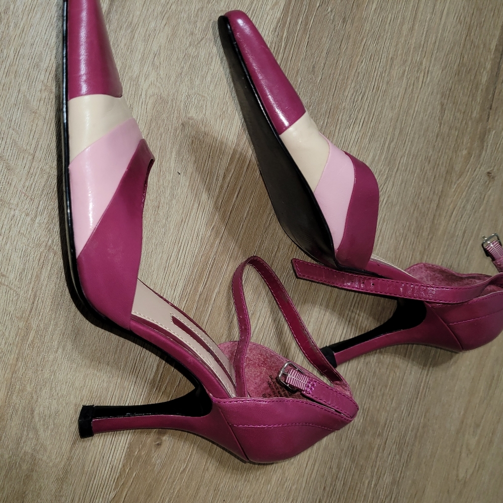 3 tone Dark pink ankle strap heels